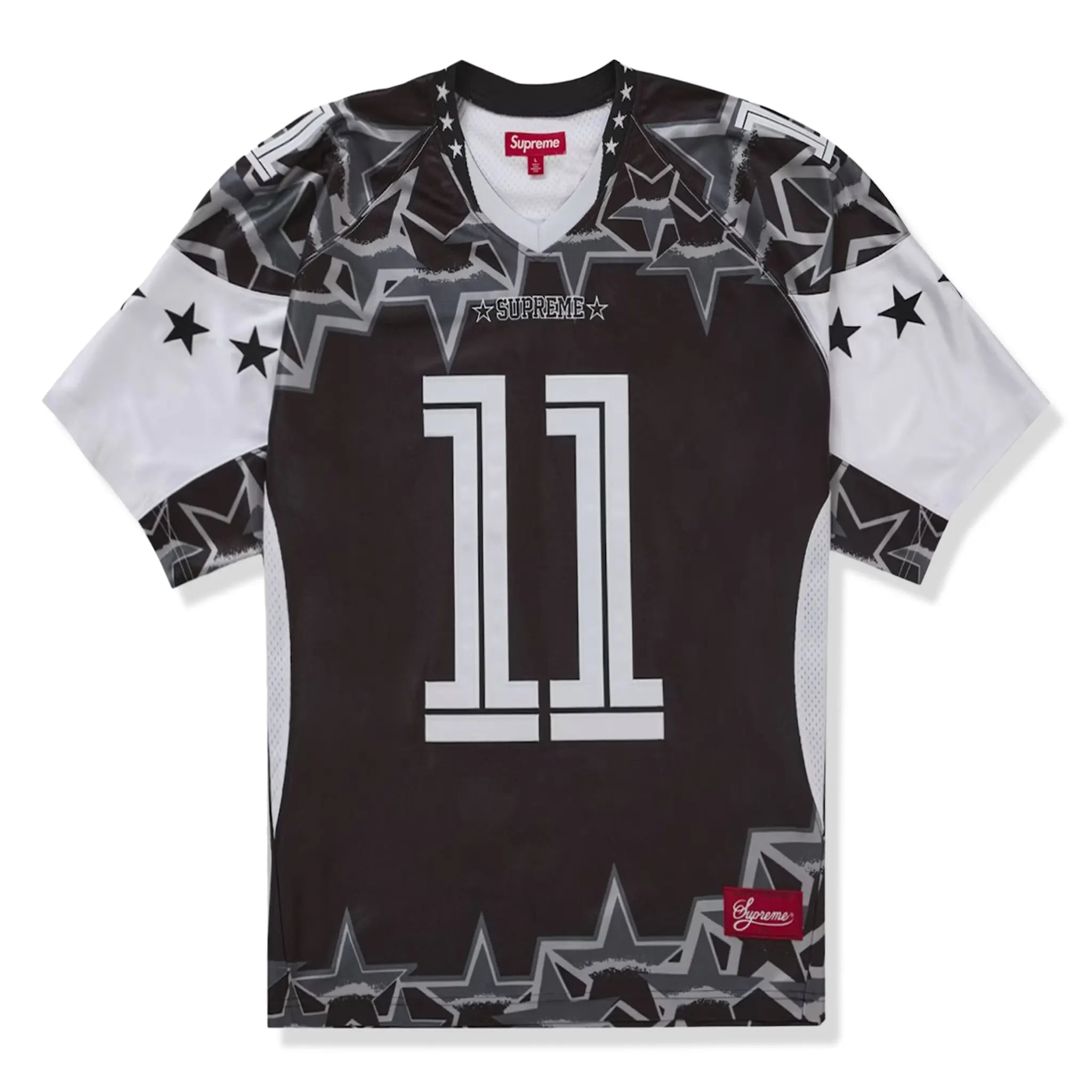 Front view of Supreme Stars Football Jersey Black